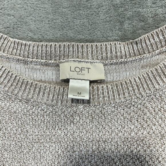 Ann Taylor LOFT Outlet Women Beige Boatneck Pullover Cotton Sweater Medium Beach - Picture 9 of 10